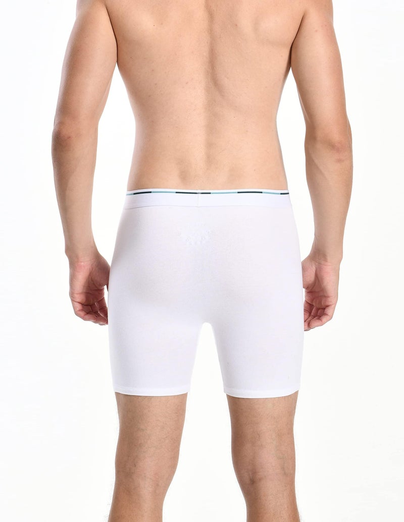 Comfneat Men's 6-Pack Boxer Briefs Soft Breatheable Underwear S-XXL Open Fly (All-White Pack-6, M) - Image 4